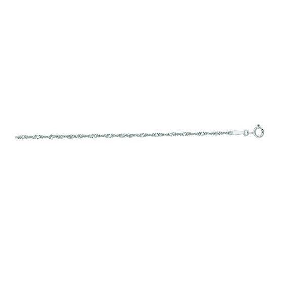 10K 16 inch long White Gold 1.7mm wide Diamond Cut Singapore Chain with Spring Ring Clasp FJ-030WSNG