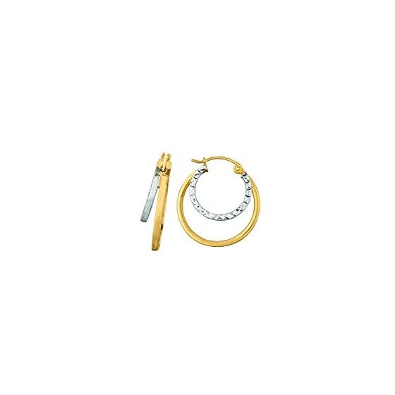 14K Yellow White Gold Ladies Hoop Earrings TER108