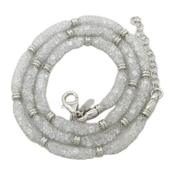 Womens Sterling silver Fancy white chain with crystal inside 1