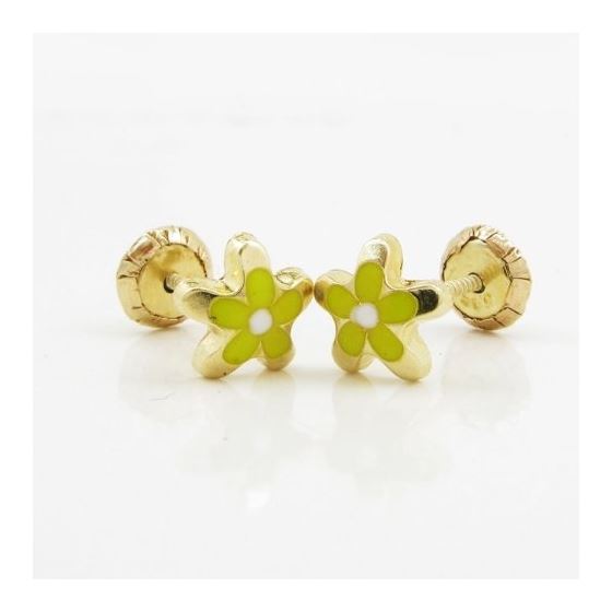 14K Yellow gold Flower stud earrings for Children/Kids web9 3