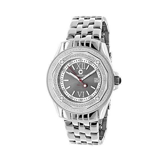 Centorum Mens Real Diamond Watch: Midsize Falcon 0.5ct Gunmetal Grey Bands 1