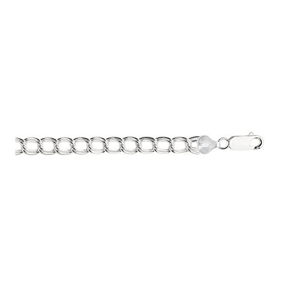 Sterling Silver 6.6 mm Wide Polished Double Square Like Chain Link Bracelet 8 Inch Long