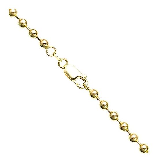 14K YELLOW Gold SOLID BALL Chain - 24 Inches Long 4MM Wide 1