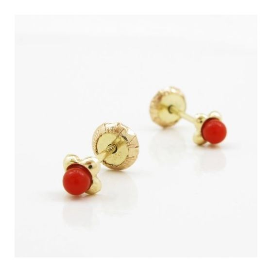 14K Yellow gold Small flower pearl stud earrings for Children/Kids web200 3