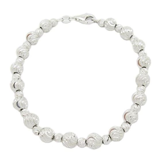 Mens Sterling silver White small big bead ball link bracelet 1