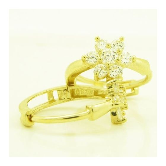 14K Yellow gold Flower cz hoop earrings for Children/Kids web264 3