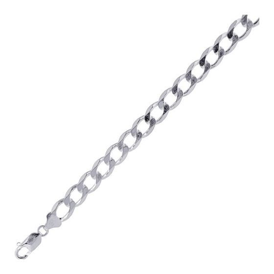 Sterling silver 8.7 mm Wide Polished Diamond Cut Curb Chain 8 1/2 Inch Long