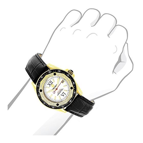 18K Gold Plated Watch With Diamonds 0.5Ct Midsiz-3