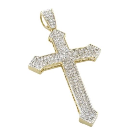 Mens 10k Yellow gold House head gold cross cz pendant GCHA4 1