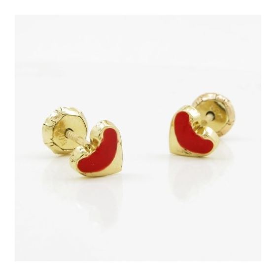 14K Yellow gold Heart stud earrings for Children/Kids web105 3