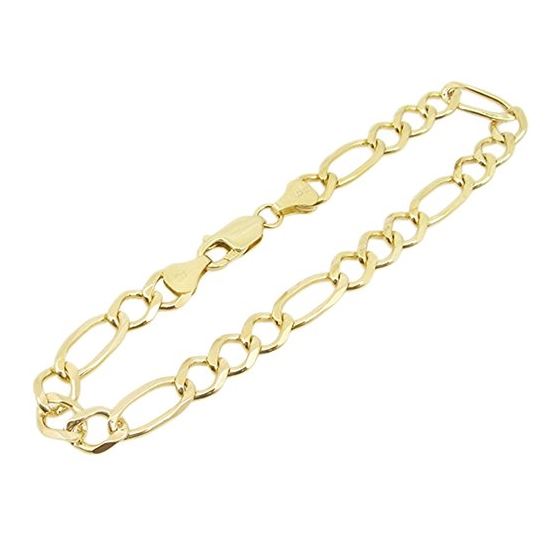 Mens 10k Yellow Gold figaro cuban mariner link bracelet AGMBRP30 8 inches long and 7mm wide 1