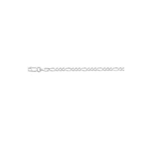 14K White Gold 2.6mm wide Diamond Cut Alternate Classic Figaro Chain with Lobster Clasp