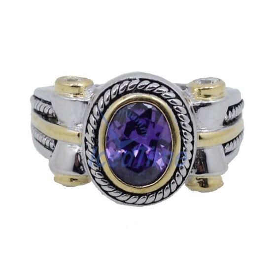 "Ladies .925 Italian Sterling Silver Purple Violet synthetic gemstone ring SAR50 6