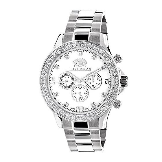 Luxurman Liberty Chronograph Real Diamond Watch 0.2ct New Arrival Mens Watches 1
