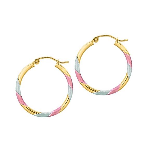 10K Tri-Color Gold Ladies Hoop Earrings 104TCER