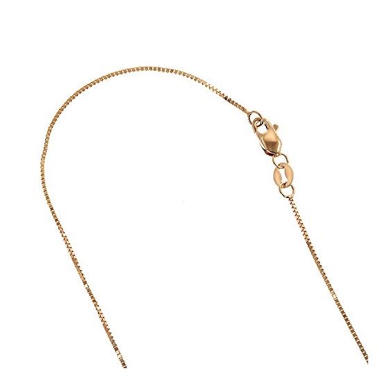 14K Rose Gold 0.8mm wide Shiny Classic Box Chain with Lobster Clasp 1