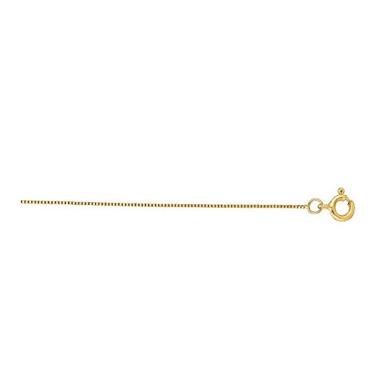 Real 14K Yellow Gold 0.45 mm Wide Box Chain Necklace 18 Inch Long