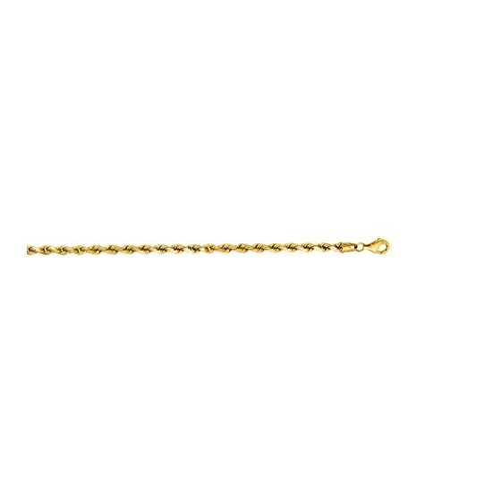 10K 24 inch long Yellow Gold 4.0mm wide Shiny Solid Diamond Cut Royal Rope Chain with Lobster Clasp