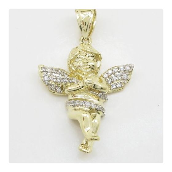 Mens 10k Yellow gold Yellow gold angel praying cz pendant LIGS9 3