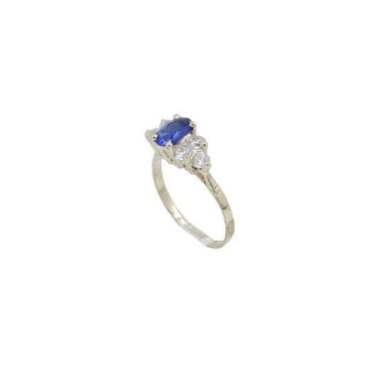 10k Yellow Gold Syntetic blue gemstone ring ajr18 Size: 7 1