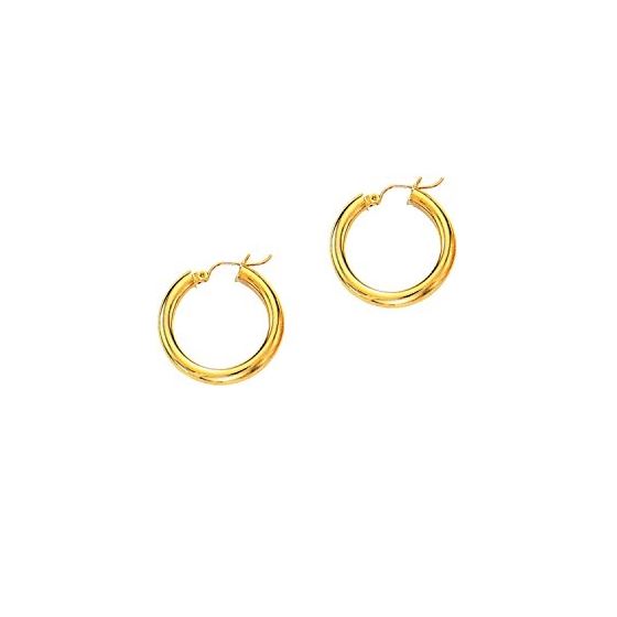 14K Yellow Gold Ladies Shiny Hoop Earrings LT268