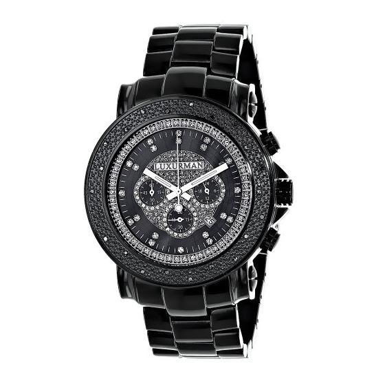 Oversized Mens Black Diamond Watch 0.25Ct