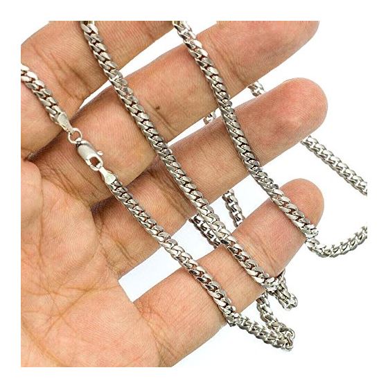 "14K WHITE Gold ITALIAN MIAMI CUBAN SOLID CHAIN - 30"" Long 4.00MM Wide 3"