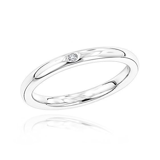 Luxurman Love Quotes: Womens Stackable Sterling Silver Diamond Wedding Ring (size 10) 1