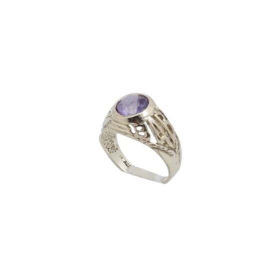 10k Yellow Gold Syntetic purple gemstone ring ajjr89 Size: 2.25 1