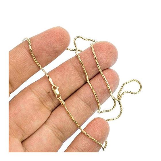 14K YELLOW Gold SOLID BOX CHAIN BEVELED Chain - 18 Inches Long 1.2MM Wide 3