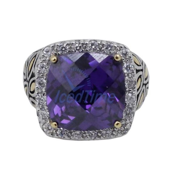 "Ladies .925 Italian Sterling Silver Purple Violet synthetic gemstone ring SAR36 6