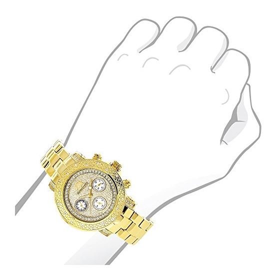 Luxurman Ladies Diamond Watch 0.3ct Yellow Gold Plated Interchangeable Straps 3