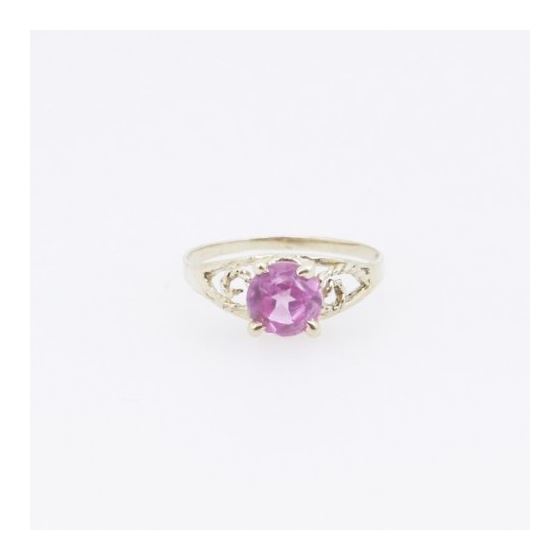 10k Yellow Gold Syntetic pink gemstone ring ajr1 Size: 4.5 3