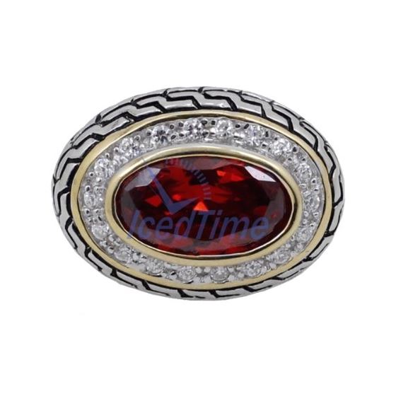 "Ladies .925 Italian Sterling Silver Ruby Red synthetic gemstone ring SAR40 6