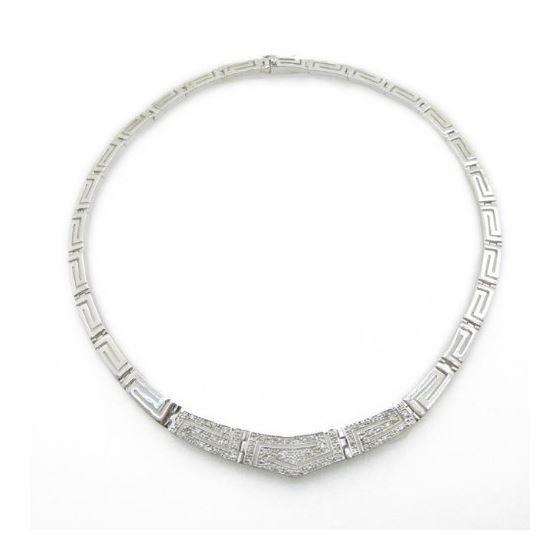 Ladies .925 Italian Sterling Silver fancy vintage cz necklace 2 Diameter - 5.25 inches Width - 12mm 