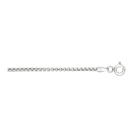 Silver with Rhodium Finish 1.1mm wide Diamond Cut Round Box Chain with Lobster Clasp