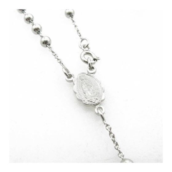 "Mens .925 Italian Sterling Silver white beaded rosary Length - 20 inches Width - 4mm (extender - 4.