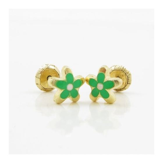 14K Yellow gold Flower stud earrings for Children/Kids web7 3