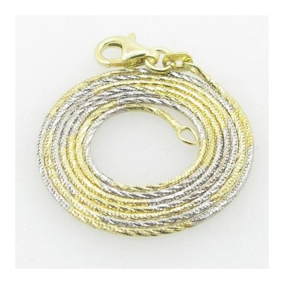 Ladies .925 Italian Sterling Silver Two Tone Snake Link Chain Length - 18 inches Width - 1mm 1