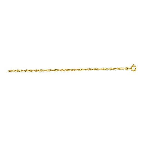 10K 18 inch long Yellow Gold 1.7mm wide Diamond Cut Singapore Chain with Spring Ring Clasp FJ-030SIN