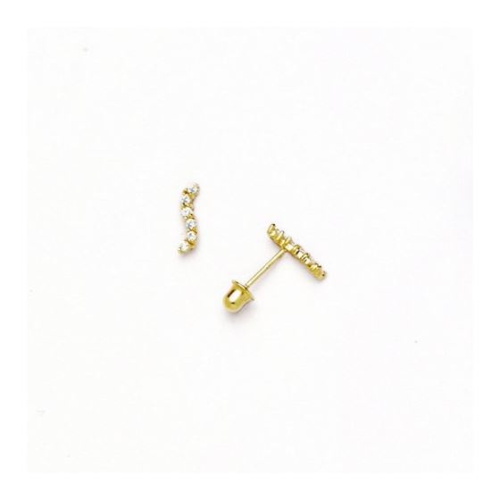 14K Yellow Gold star oval drop shap with cz earrings screw back Size: Actual Image