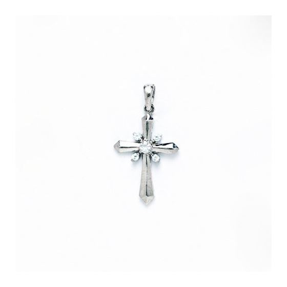 14K Gold Cross Pendant CZ PW48