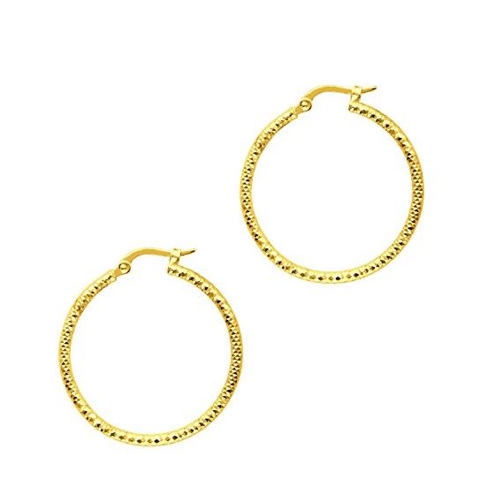 14K Yellow Gold Ladies Hoop Earrings ER947