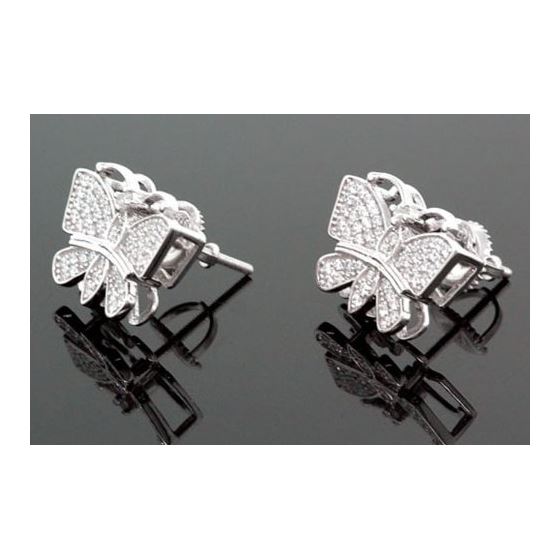 Sterling Silver Butterfly Fashion Hand Set Stud Earrings ME0210b 1