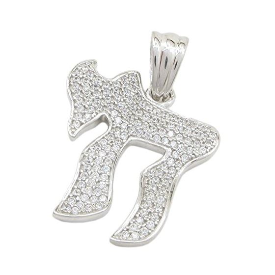 Womens Pi symbol cz pendant Silver40 1