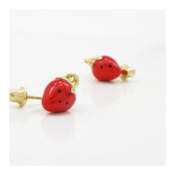 14K Yellow gold Strawberry chandelier earrings for Children/Kids web514 3