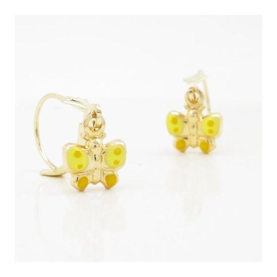 14K Yellow gold Butterfly chandelier earrings for Children/Kids web363 3