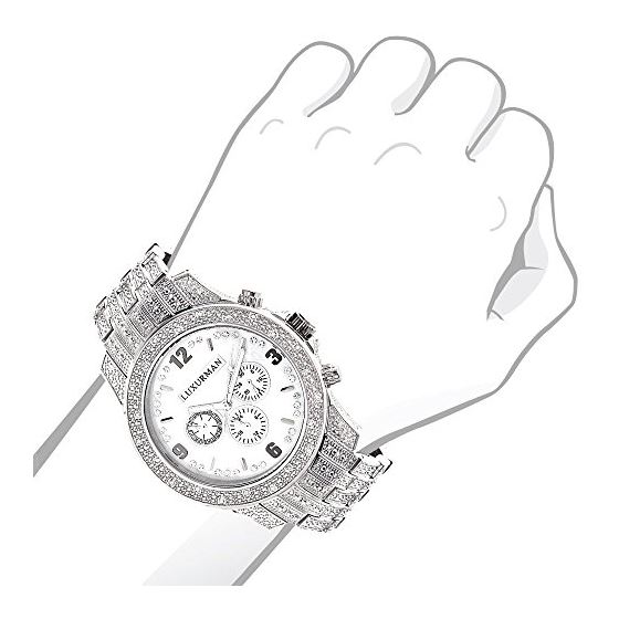 Mens Raptor Iced Out Real Diamond Watch 1.25ct White MOP Bezel by Luxurman 3