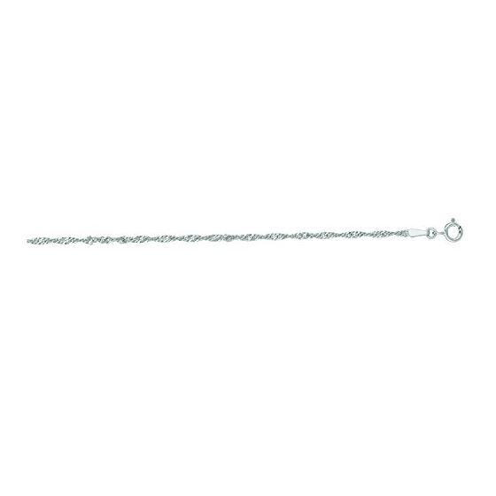 10K 18 inch long White Gold 1.7mm wide Diamond Cut Singapore Chain with Spring Ring Clasp FJ-030WSNG