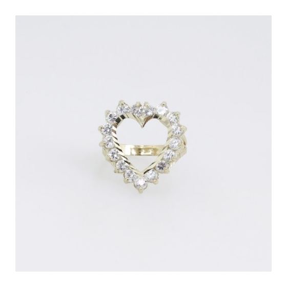 10k Yellow Gold Syntetic white heart gemstone ring ajr46 Size: 7 3